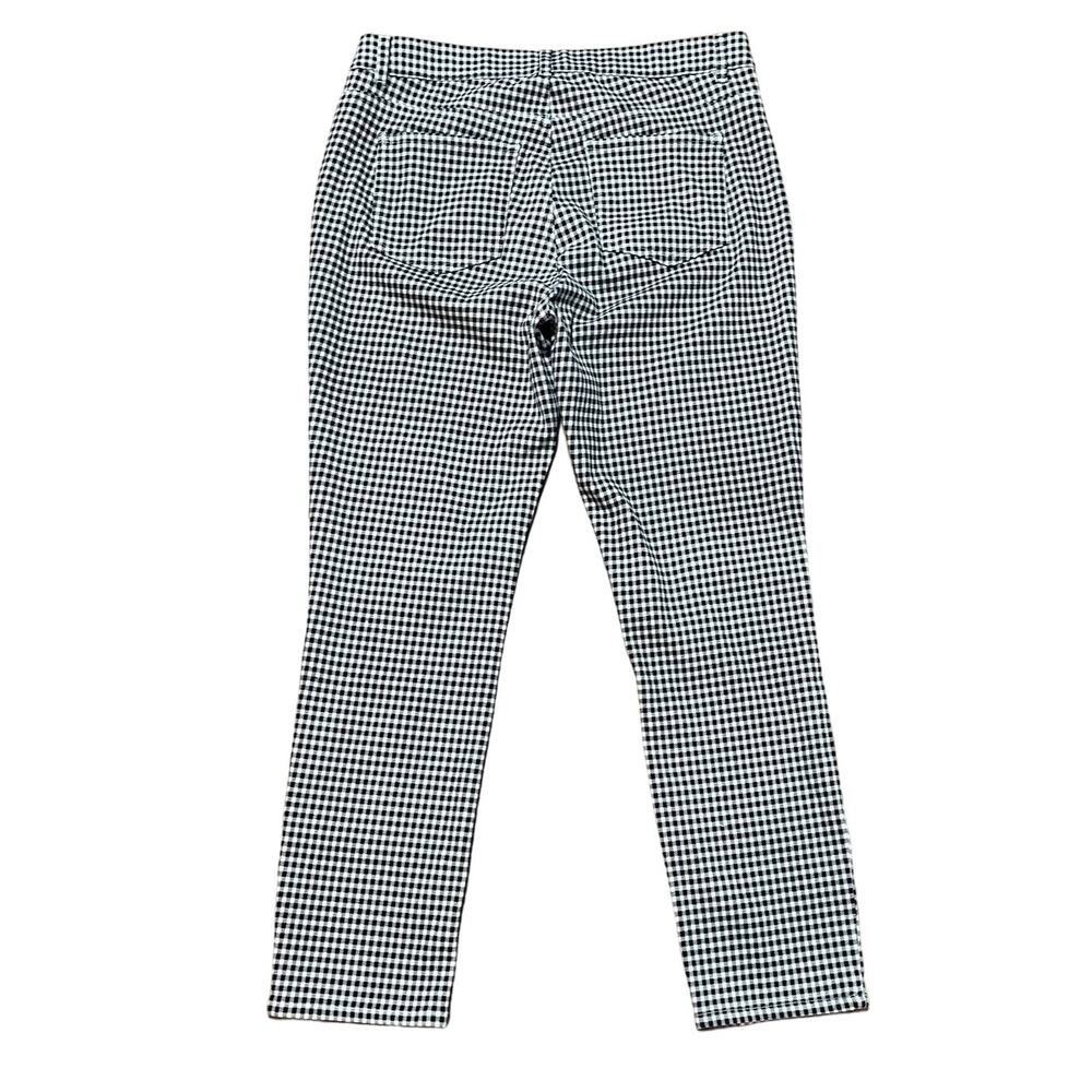 Uniqlo Cropped Pants Womens Large W30/31 L25 Black White Gingham Stretch Pull On - Picture 2 of 3